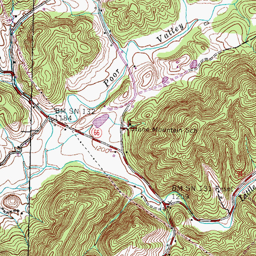 Topographic Map of Stone Mountain School, TN