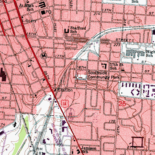 Topographic Map of Southside Park, AL