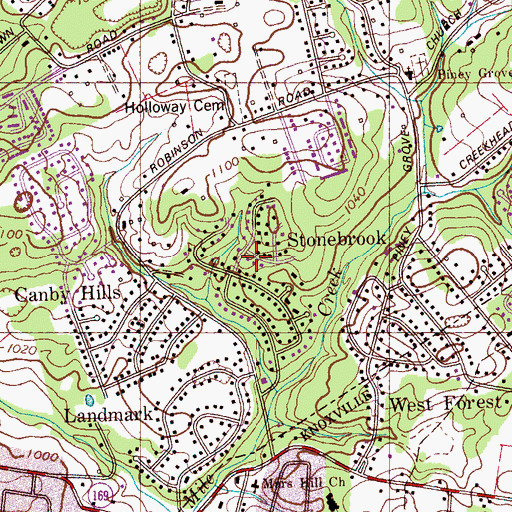 Topographic Map of Stonebrook, TN
