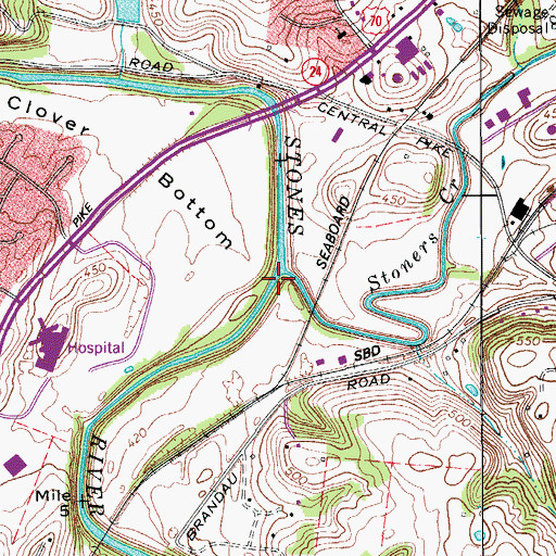 Topographic Map of Stoners Creek, TN