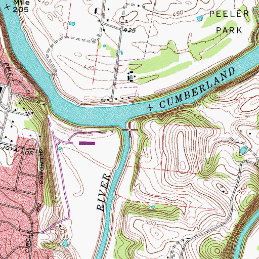 Topographic Map of Stones River, TN