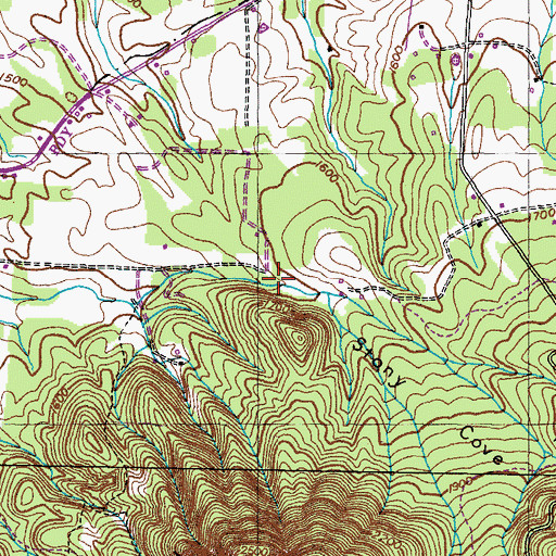 Topographic Map of Stony Cove, TN