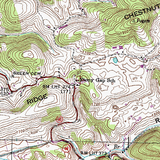 Topographic Map of Stony Gap School, TN
