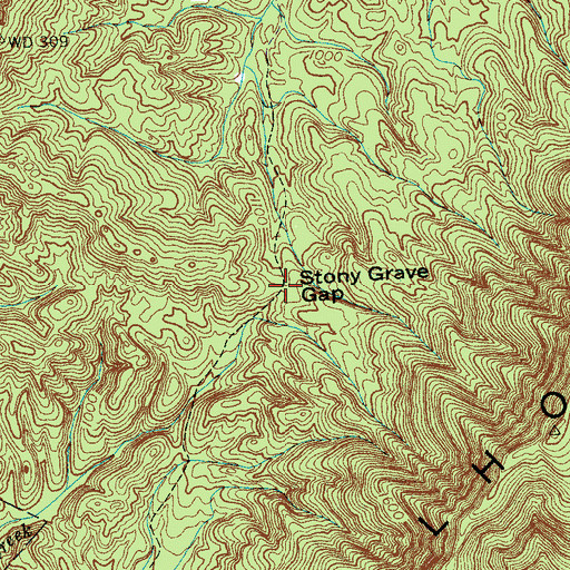 Topographic Map of Stony Grave Gap, TN