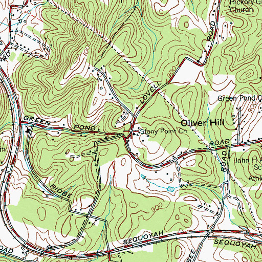 Topographic Map of Stony Point Church, TN