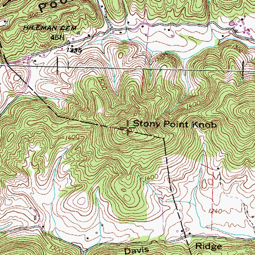 Topographic Map of Stony Point Knob, TN