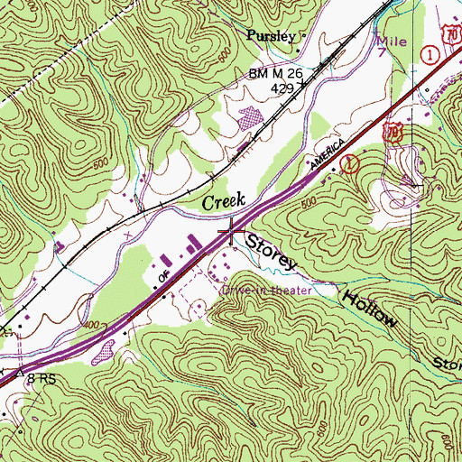 Topographic Map of Storey Hollow, TN