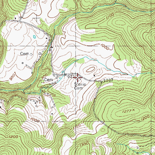 Topographic Map of Storie Cemetery, TN