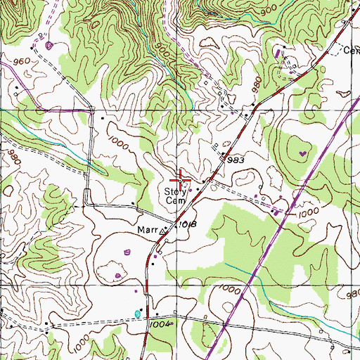 Topographic Map of Story Cemetery, TN