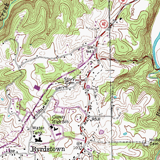 Topographic Map of Story Cemetery, TN