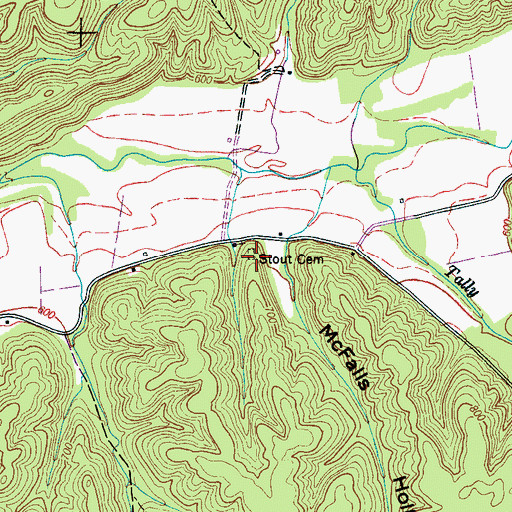 Topographic Map of Stout Cemetery, TN