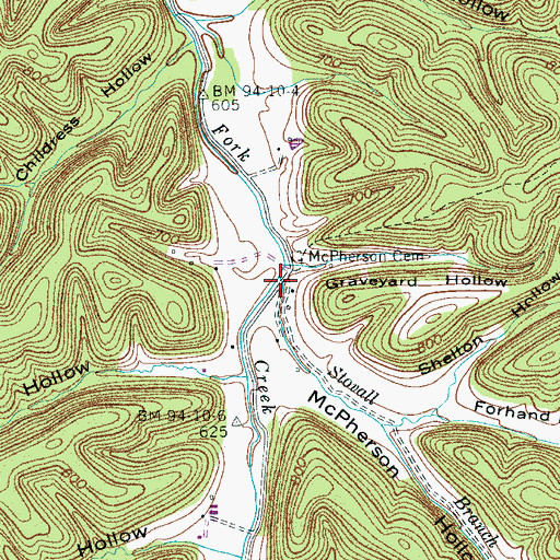 Topographic Map of Stovall Branch, TN