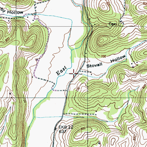 Topographic Map of Stovall Hollow, TN