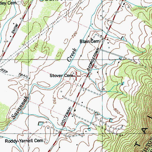 Topographic Map of Stover Cemetery, TN