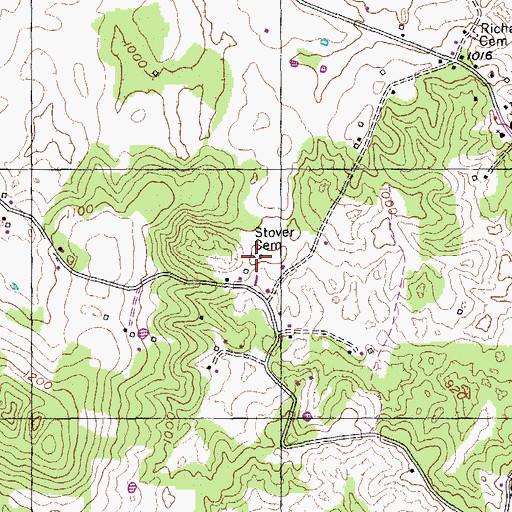 Topographic Map of Stover Cemetery, TN