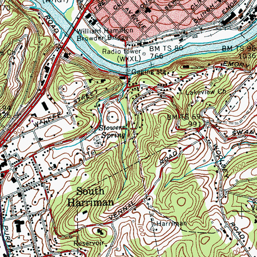Topographic Map of Stowers Spring, TN