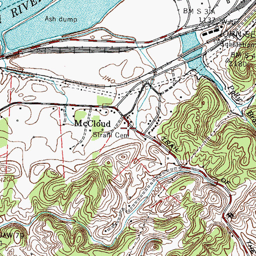 Topographic Map of Strahl Cemetery, TN