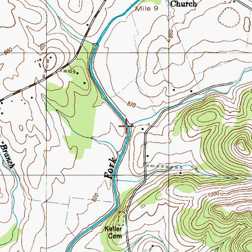 Topographic Map of Straight Creek, TN