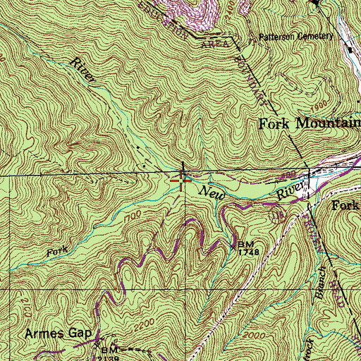 Topographic Map of Straight Fork, TN