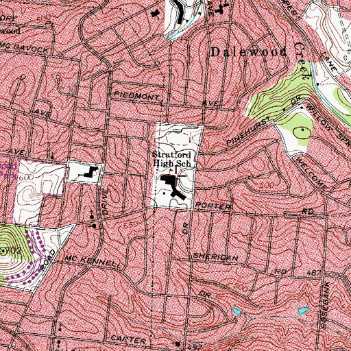 Topographic Map of Stratford High School, TN