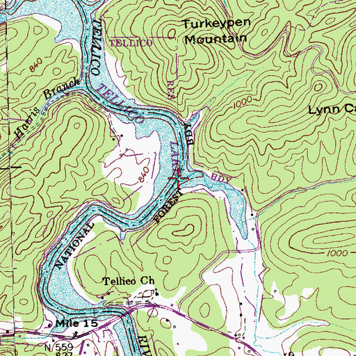 Topographic Map of Stratton Branch, TN
