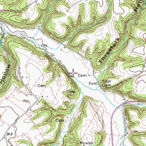 Topographic Map of Stratton Branch, TN