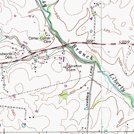 Topographic Map of Stratton Cemetery, TN