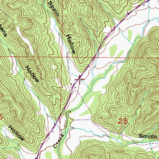 Topographic Map of Spain Hollow, AL
