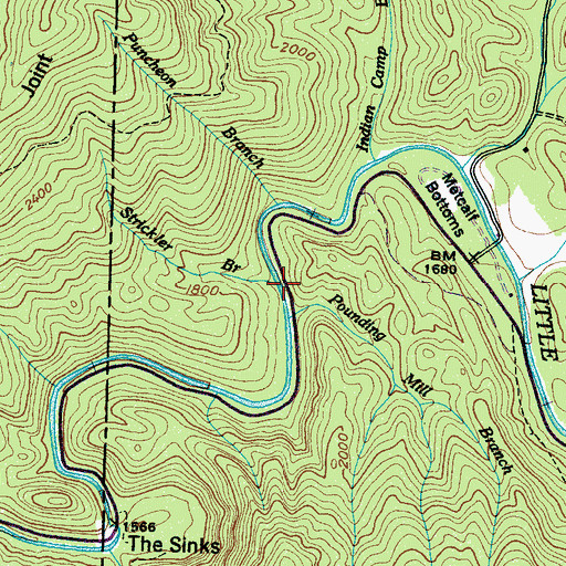 Topographic Map of Strickler Branch, TN