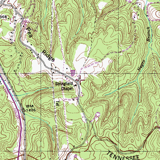 Topographic Map of Stringfield Chapel, TN