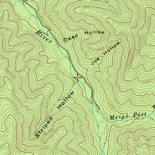 Topographic Map of Striped Hollow, TN