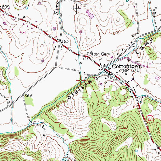 Topographic Map of Strother Branch, TN