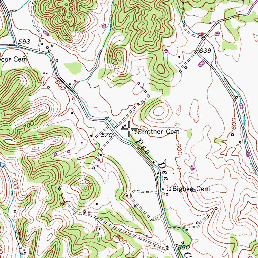 Topographic Map of Strother Cemetery, TN