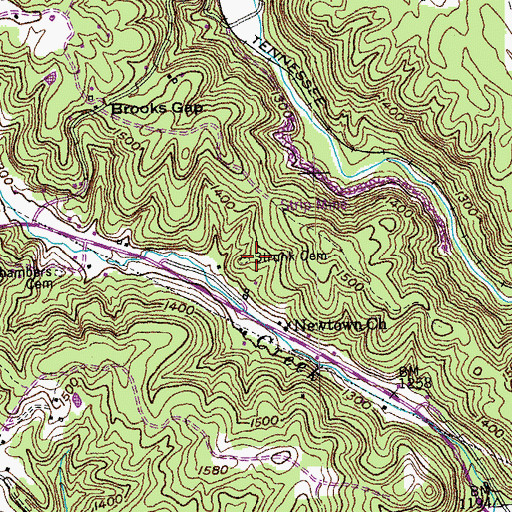 Topographic Map of Strunk Cemetery, TN