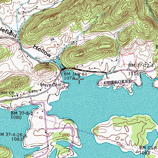 Topographic Map of Stubblefield Hollow, TN