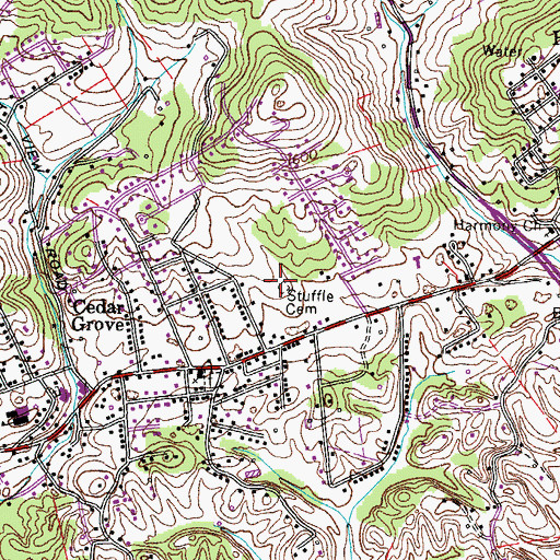Topographic Map of Stuffle Cemetery, TN