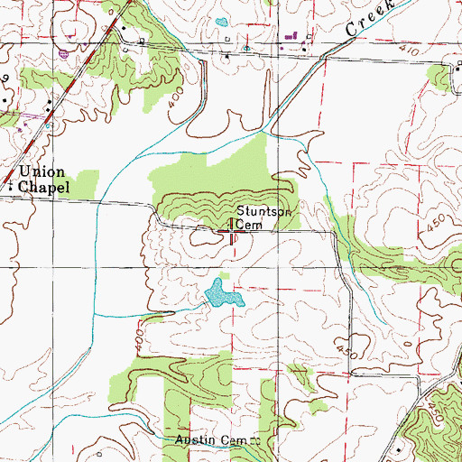 Topographic Map of Stuntson Cemetery, TN