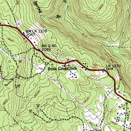 Topographic Map of Suck Creek School, TN