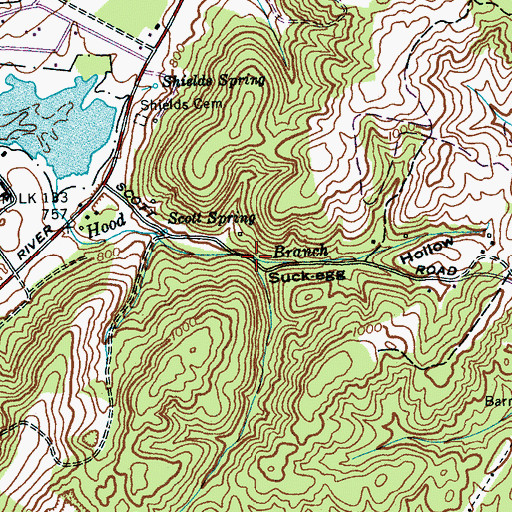 Topographic Map of Suck-egg Hollow, TN