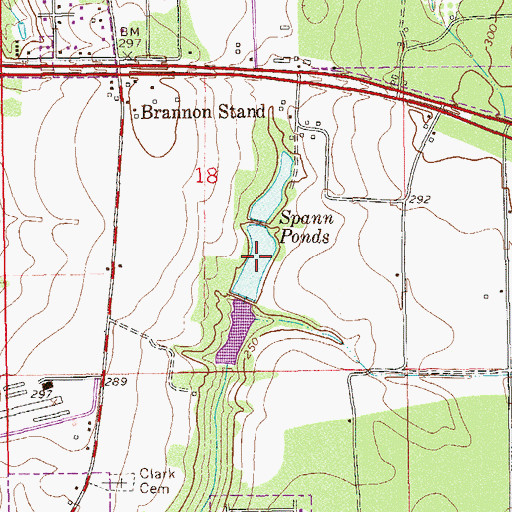 Topographic Map of Spann Ponds, AL