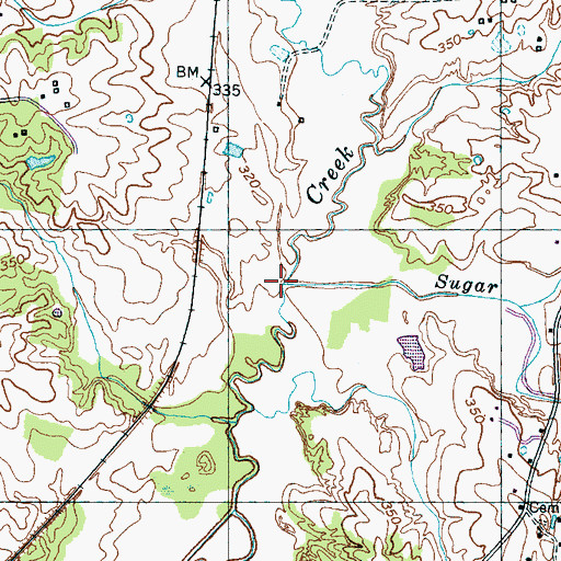 Topographic Map of Sugar Branch, TN