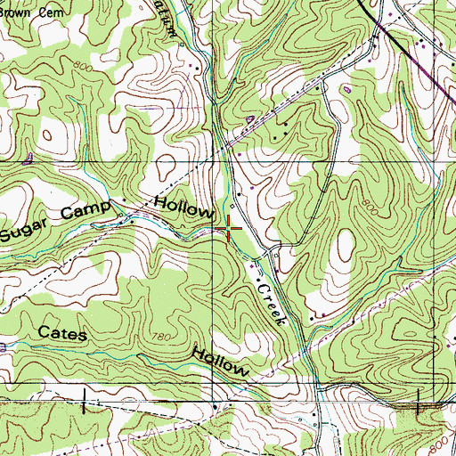 Topographic Map of Sugar Camp Hollow, TN