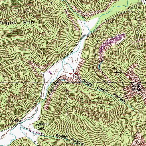 Topographic Map of Sugar Camp Hollow, TN