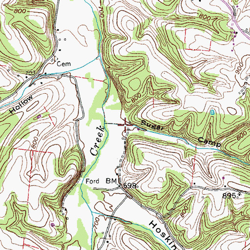 Topographic Map of Sugar Camp Hollow, TN