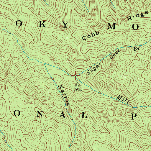 Topographic Map of Sugar Cove Branch, TN