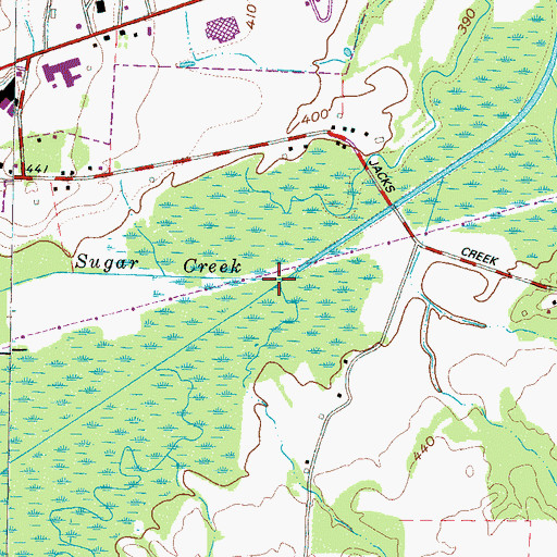 Topographic Map of Sugar Creek, TN
