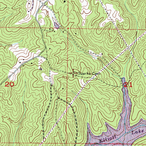 Topographic Map of Sparks Cemetery, AL