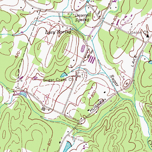 Topographic Map of Sugar Creek Church, TN