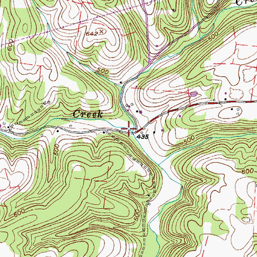 Topographic Map of Sugar Fork Creek, TN