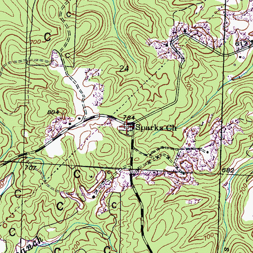 Topographic Map of Sparks Church, AL
